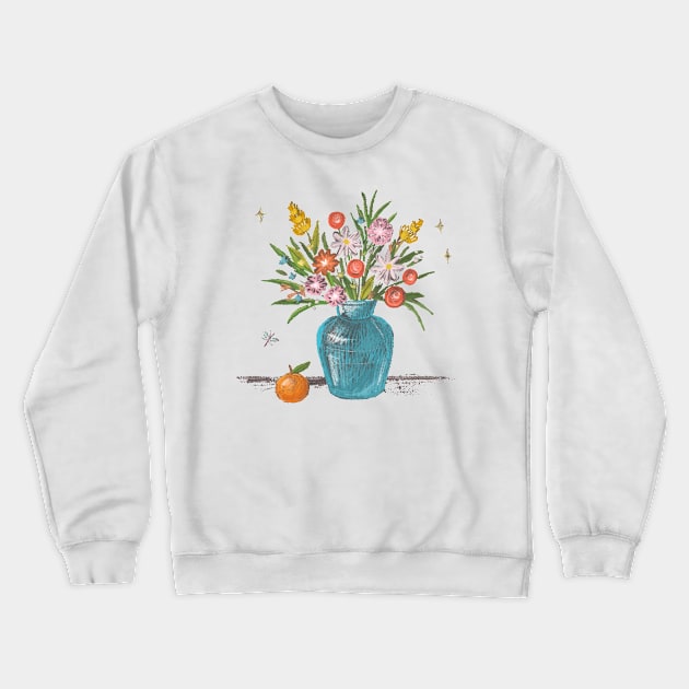 Flower Vase Hand Drawn Crewneck Sweatshirt by Mako Design 